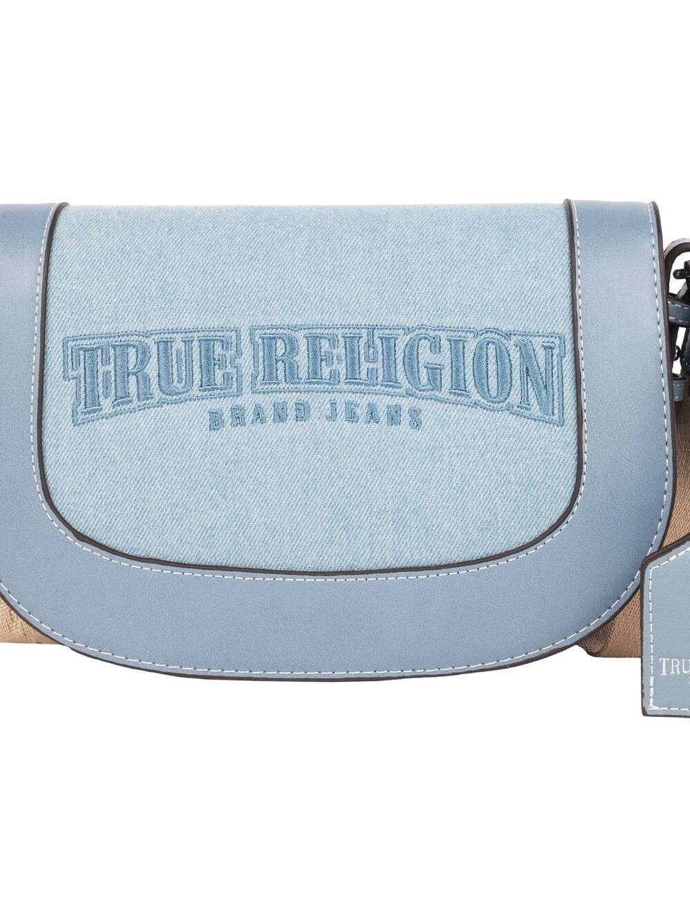 True Religion Light Denim Logo Saddle Bag